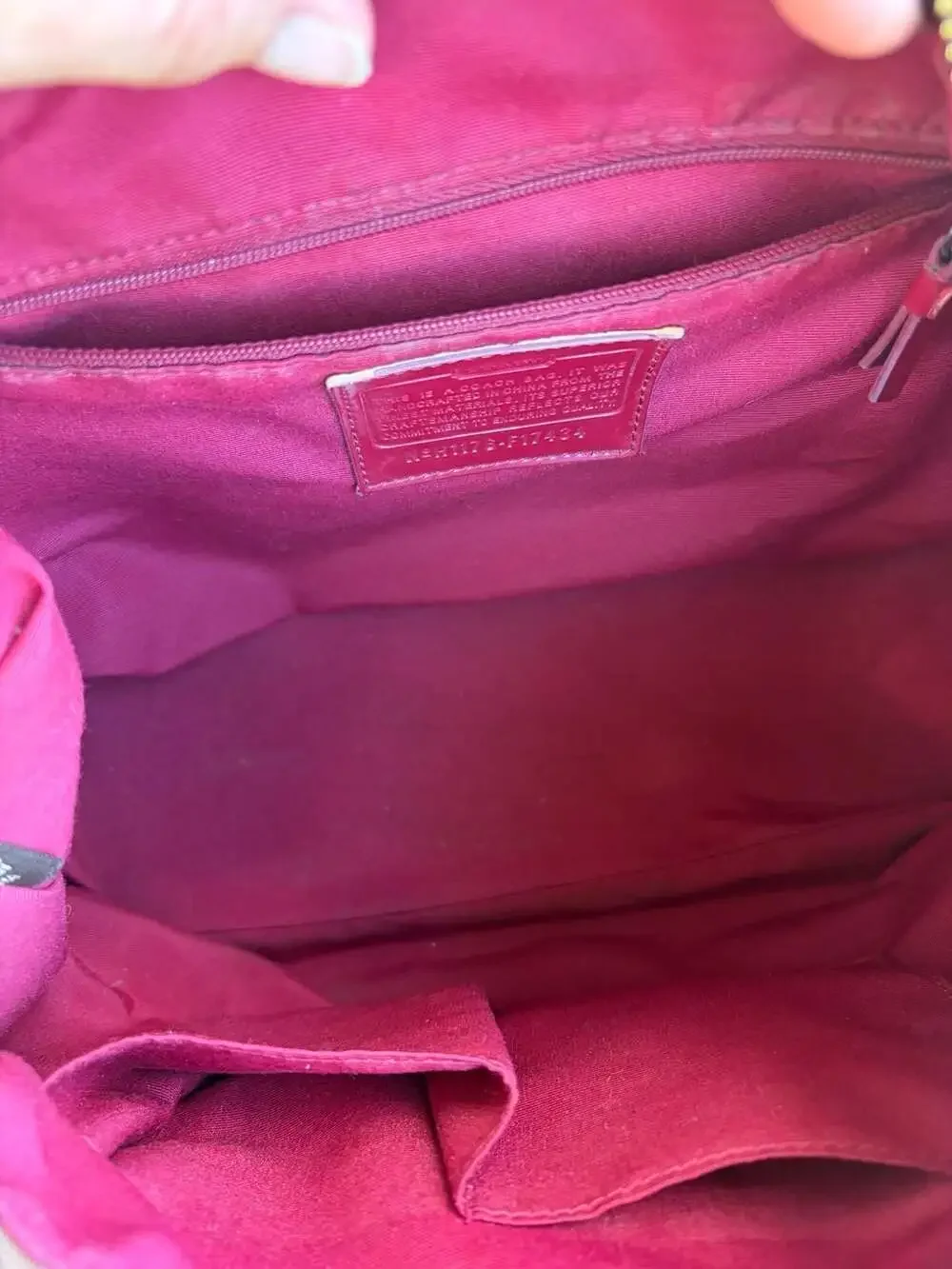 Coach signature stripe hobo bag in burgundy